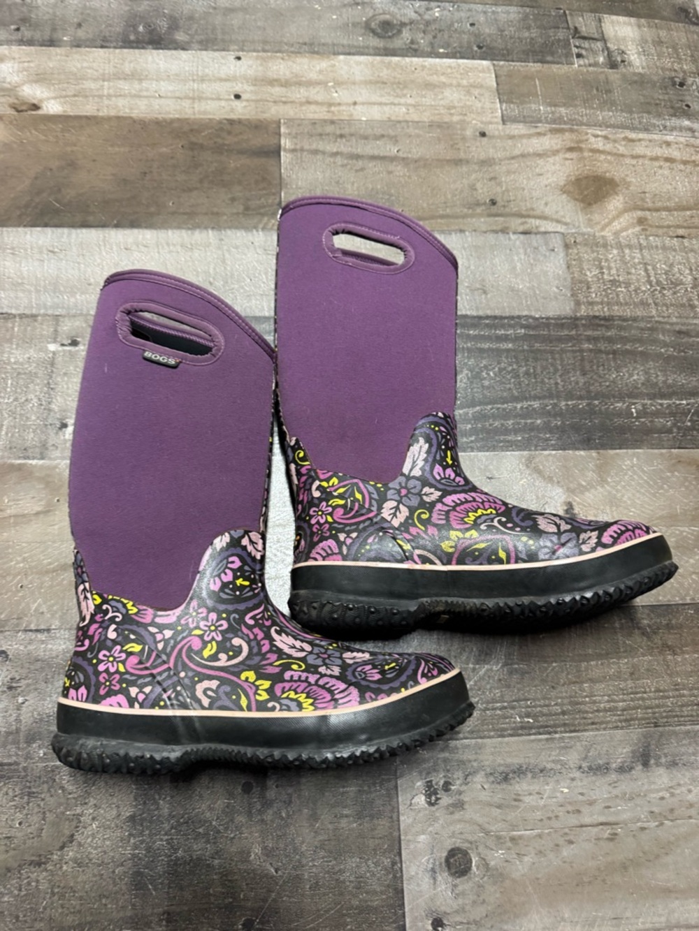 Bogs Womens Classic Mid Tuscany Waterproof Boots Purple Paisley Size 10 Casual - Picture 2 of 5